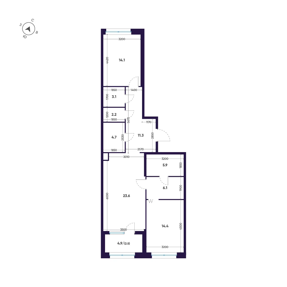 Планировка 2-комнатная 87,9 м² в ЖК «ЛДМ» · ЛДМ на Аптекарском острове