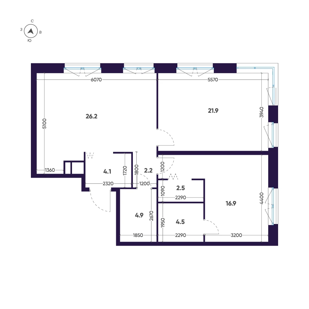 Планировка 2-комнатная 83,2 м² в ЖК «ЛДМ» · ЛДМ на Аптекарском острове