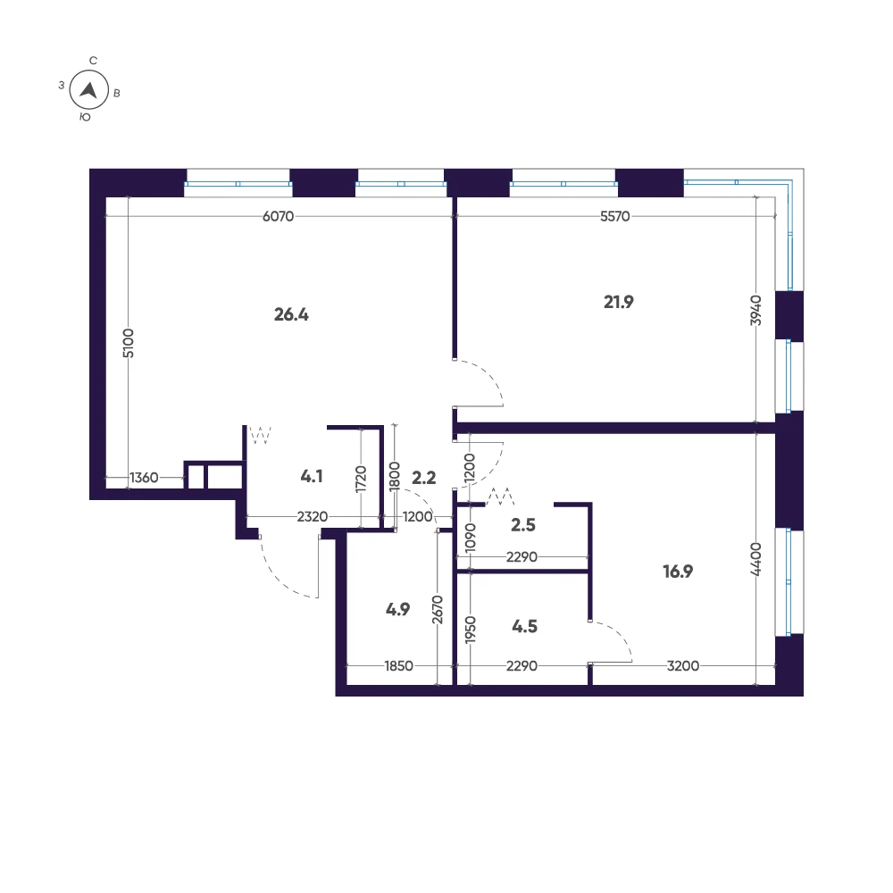 Планировка 2-комнатная 83,4 м² в ЖК «ЛДМ» · ЛДМ на Аптекарском острове