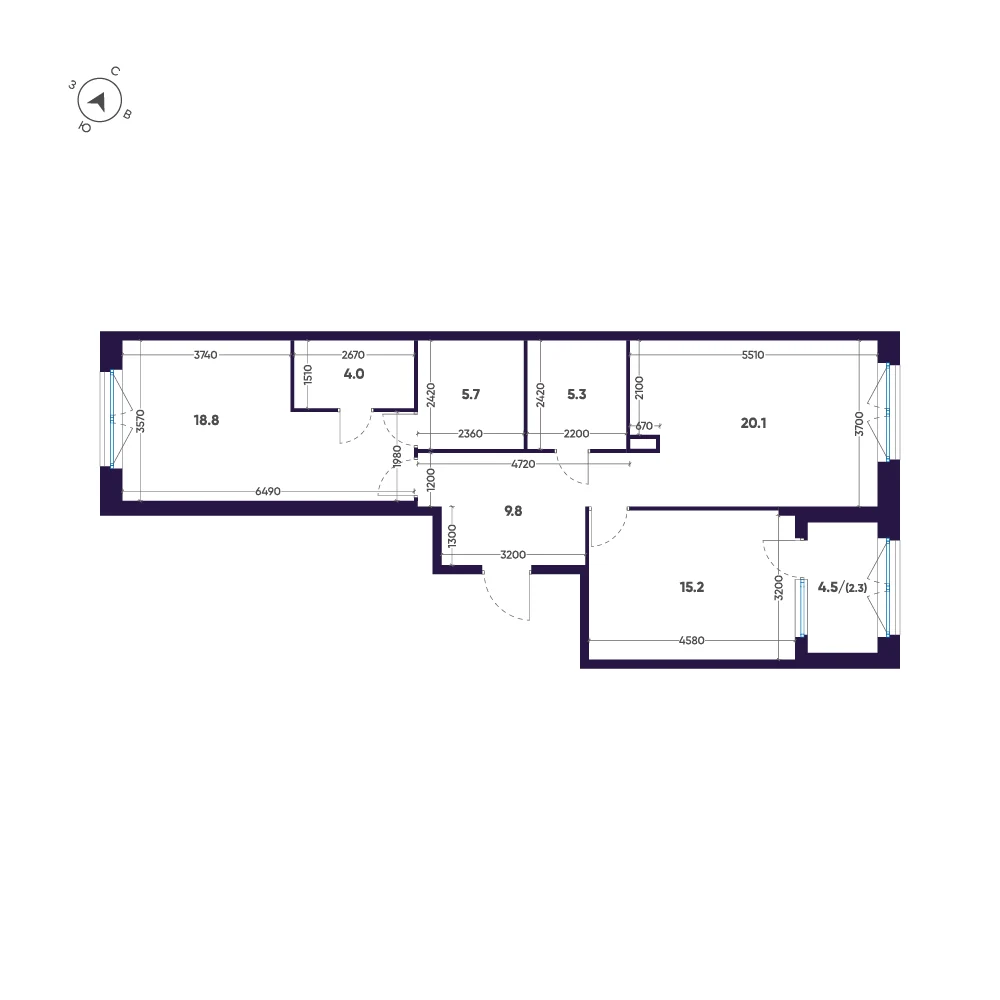 Планировка 2-комнатная 81,2 м² в ЖК «ЛДМ» · ЛДМ на Аптекарском острове