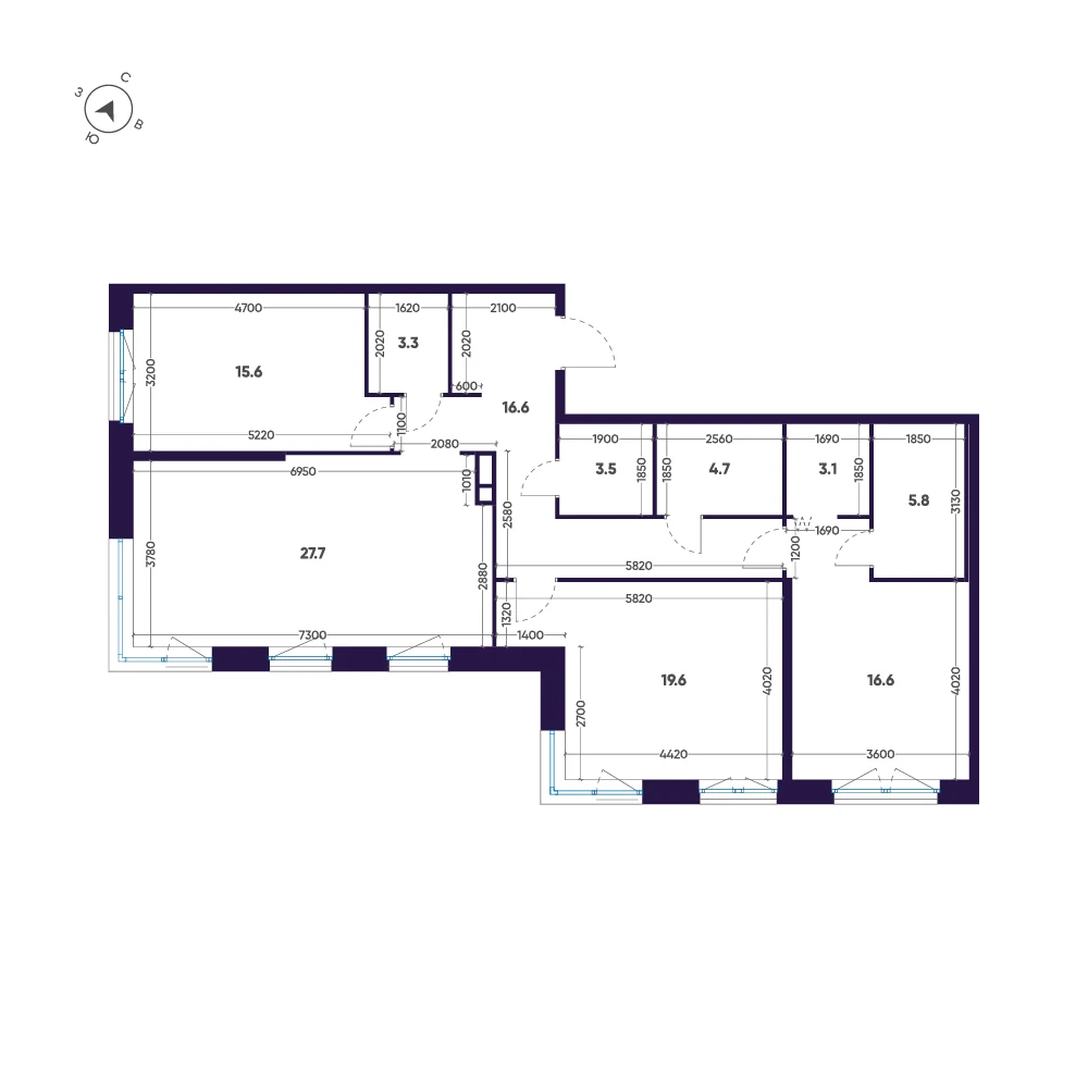 Планировка 3-комнатная 116,5 м² в ЖК «ЛДМ» · ЛДМ на Аптекарском острове