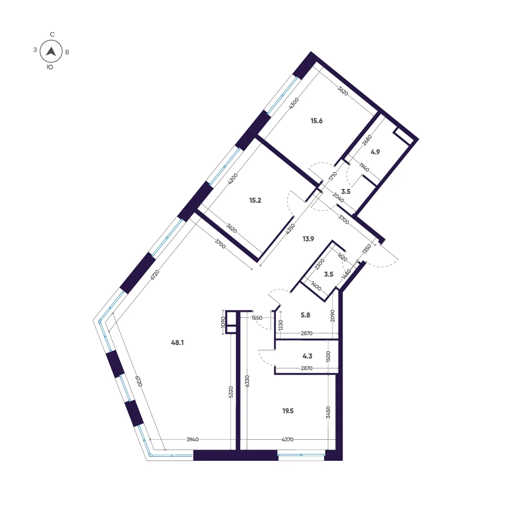 Планировка 3-комнатная 134,3 м² в ЖК «ЛДМ» · ЛДМ на Аптекарском острове
