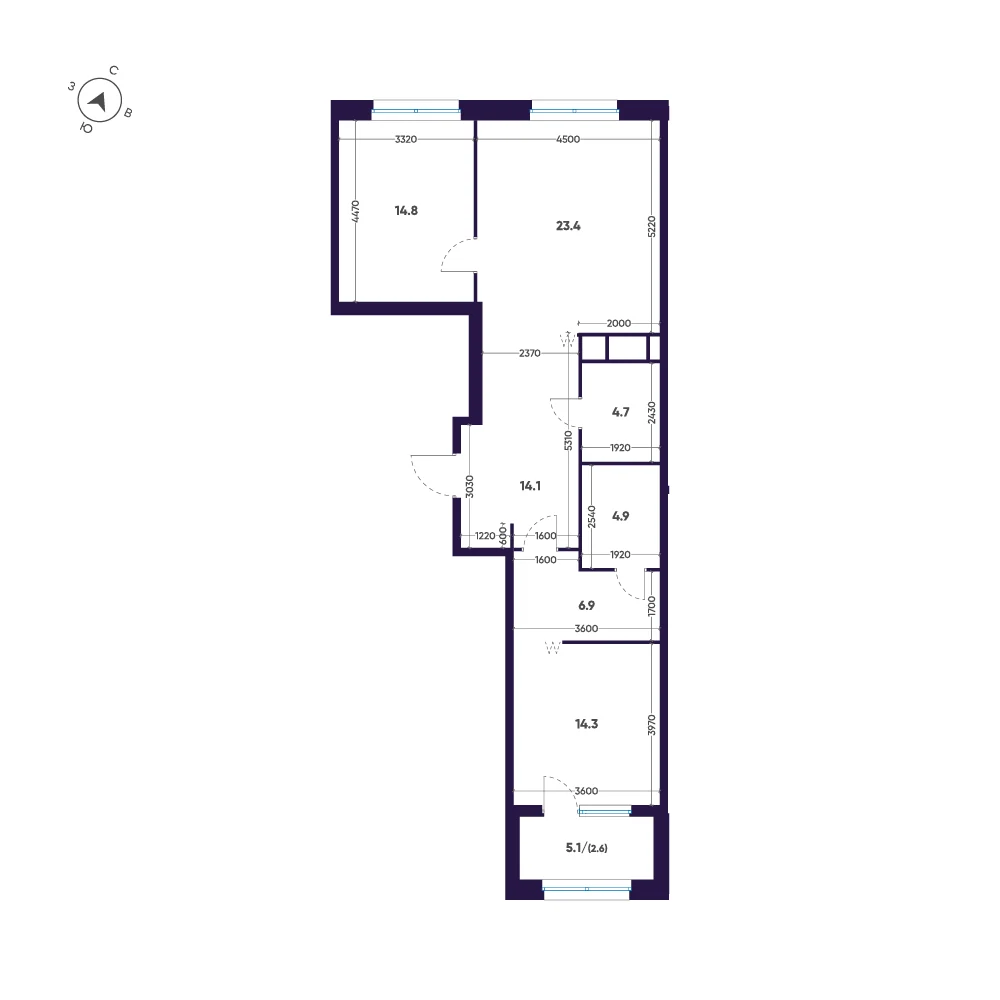Планировка 2-комнатная 85,7 м² в ЖК «ЛДМ» · ЛДМ на Аптекарском острове