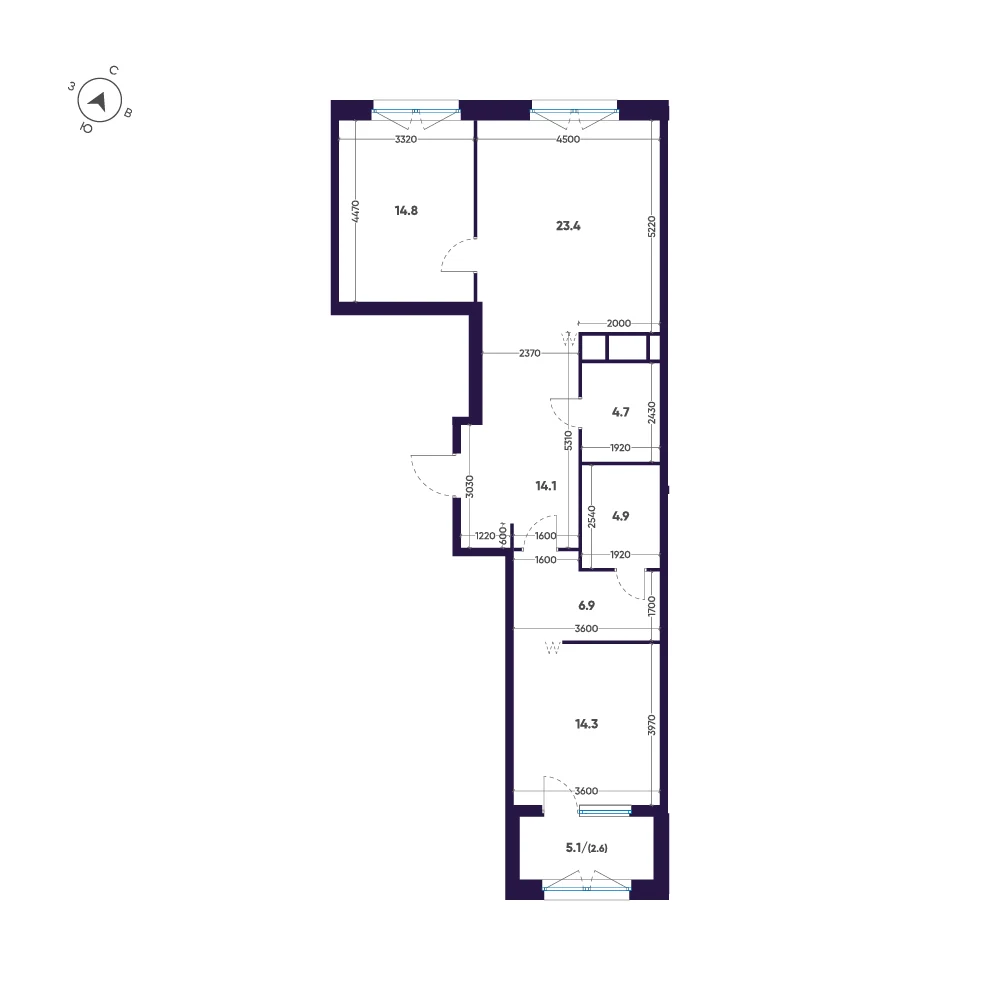 Планировка 2-комнатная 85,7 м² в ЖК «ЛДМ» · ЛДМ на Аптекарском острове