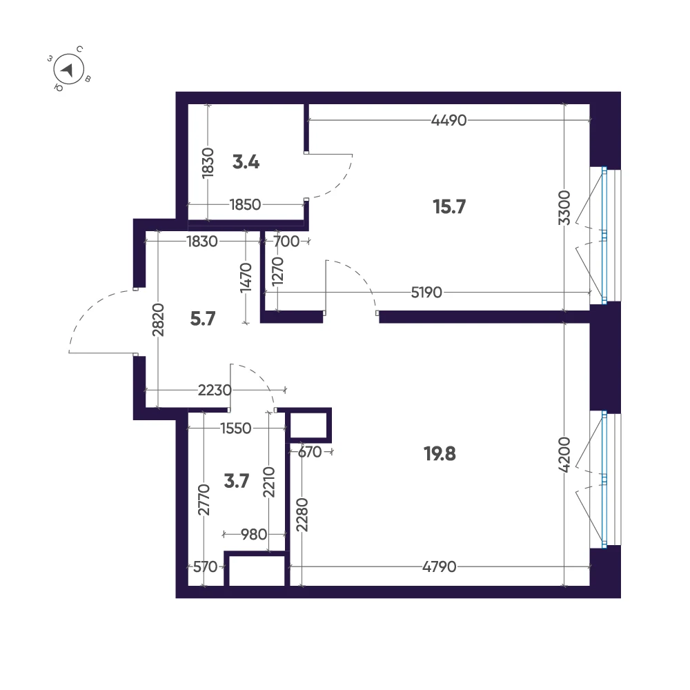 Планировка 1-комнатная 48,3 м² в ЖК «ЛДМ» · ЛДМ на Аптекарском острове