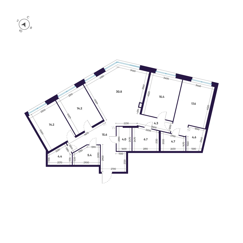 Планировка 4-комнатная 141,9 м² в ЖК «ЛДМ» · ЛДМ на Аптекарском острове