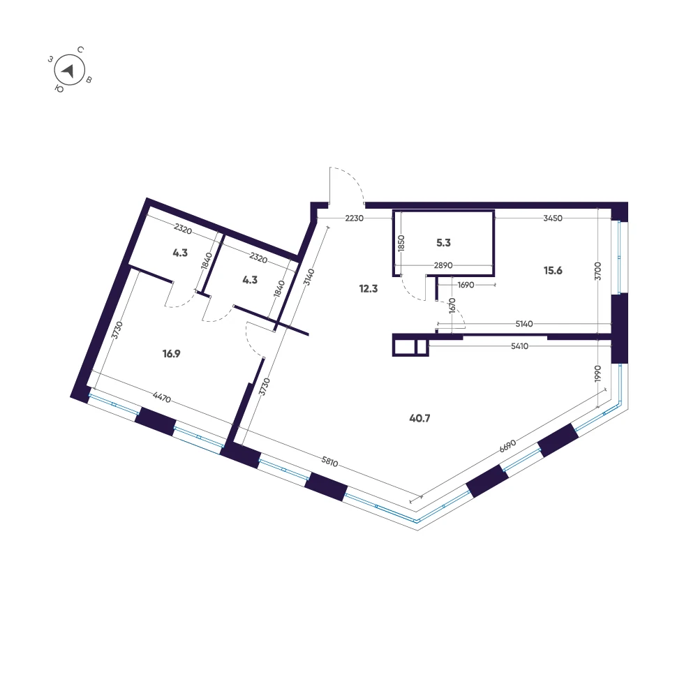 Планировка 2-комнатная 99,4 м² в ЖК «ЛДМ» · ЛДМ на Аптекарском острове