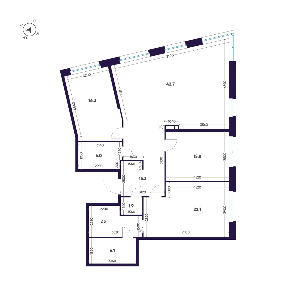 Планировка 3-комнатная 133,5 м² в ЖК «ЛДМ» · ЛДМ на Аптекарском острове