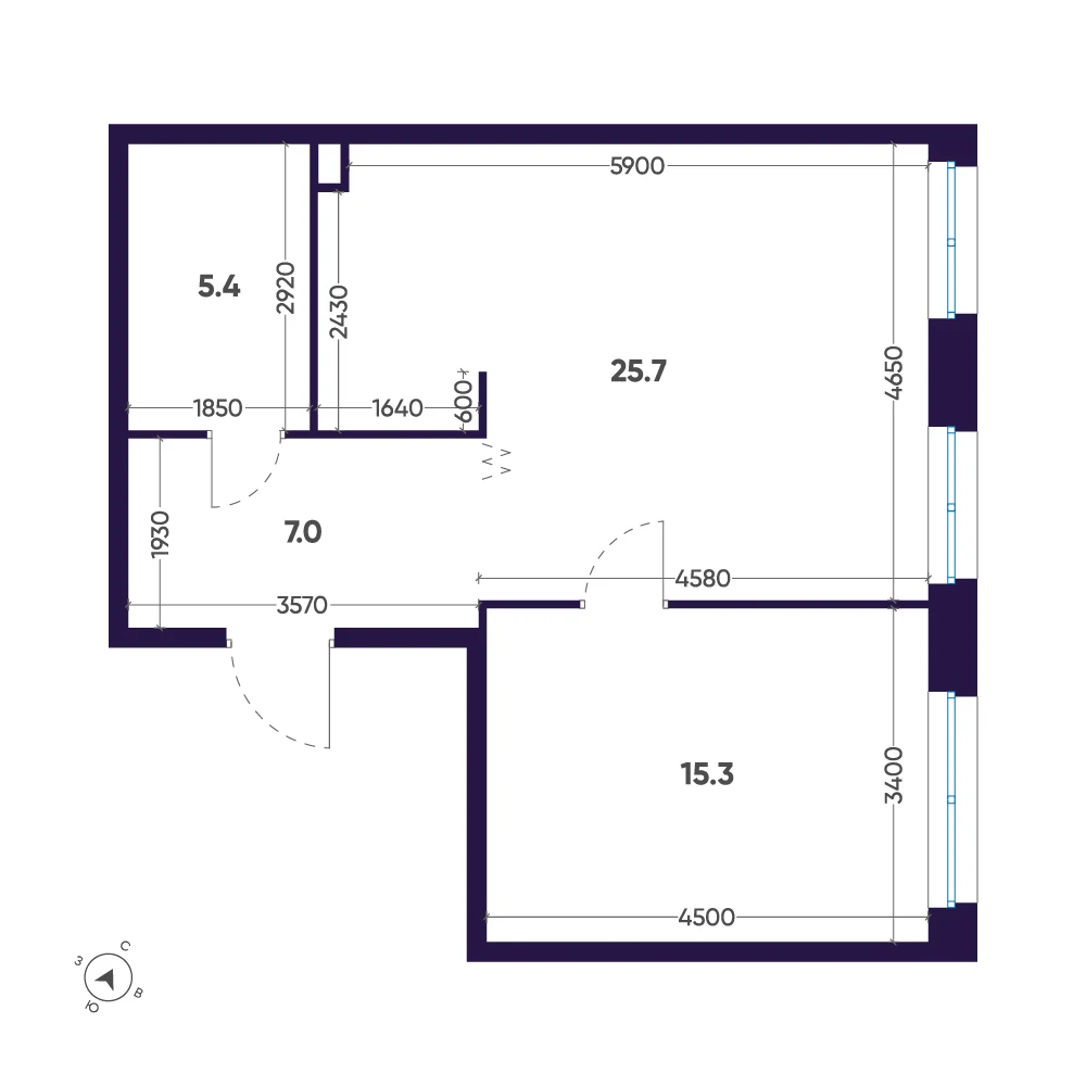 Планировка 1-комнатная 53,4 м² в ЖК «ЛДМ» · ЛДМ на Аптекарском острове