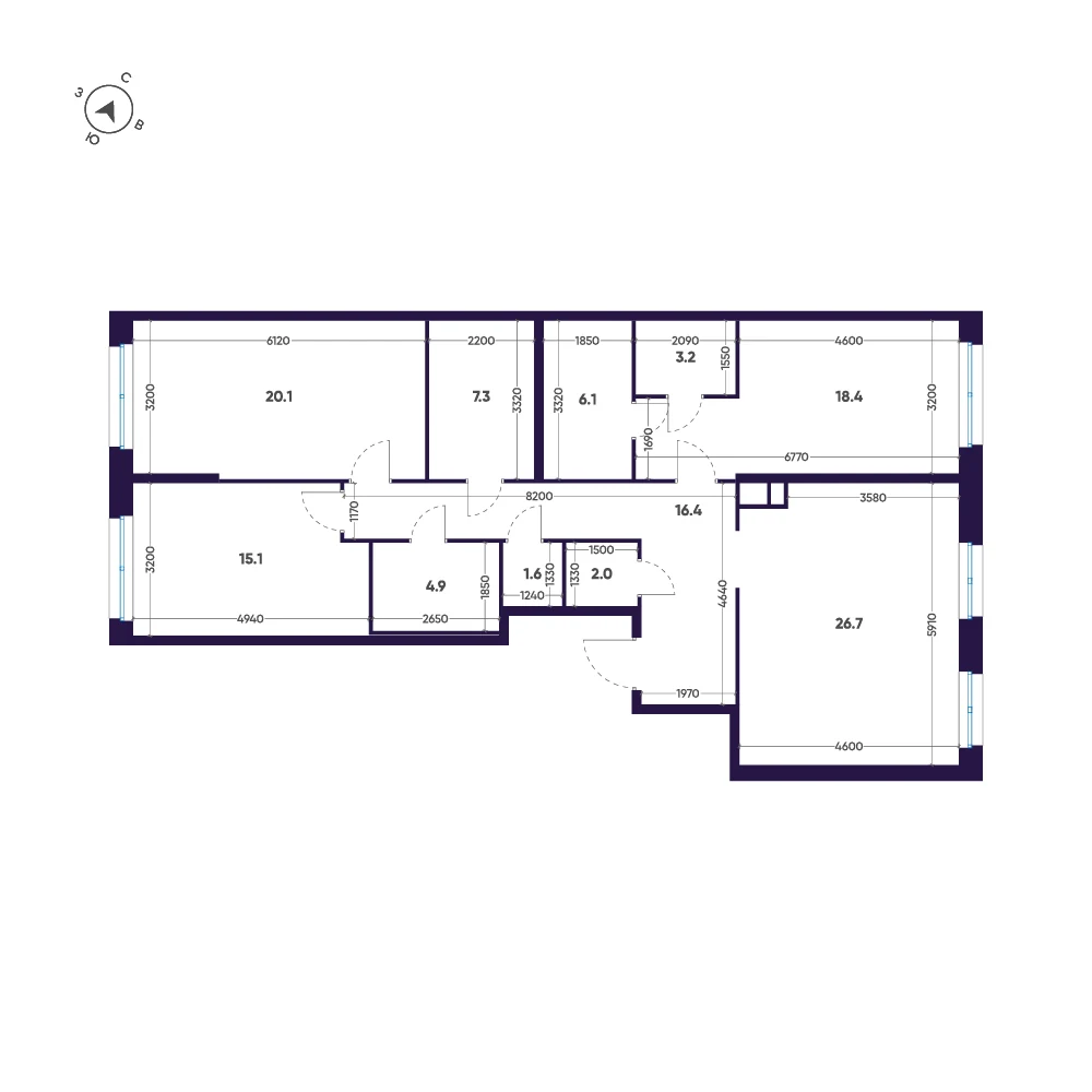 Планировка 3-комнатная 121,8 м² в ЖК «ЛДМ» · ЛДМ на Аптекарском острове