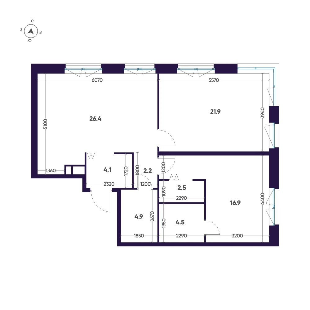 Планировка 2-комнатная 83,4 м² в ЖК «ЛДМ» · ЛДМ на Аптекарском острове