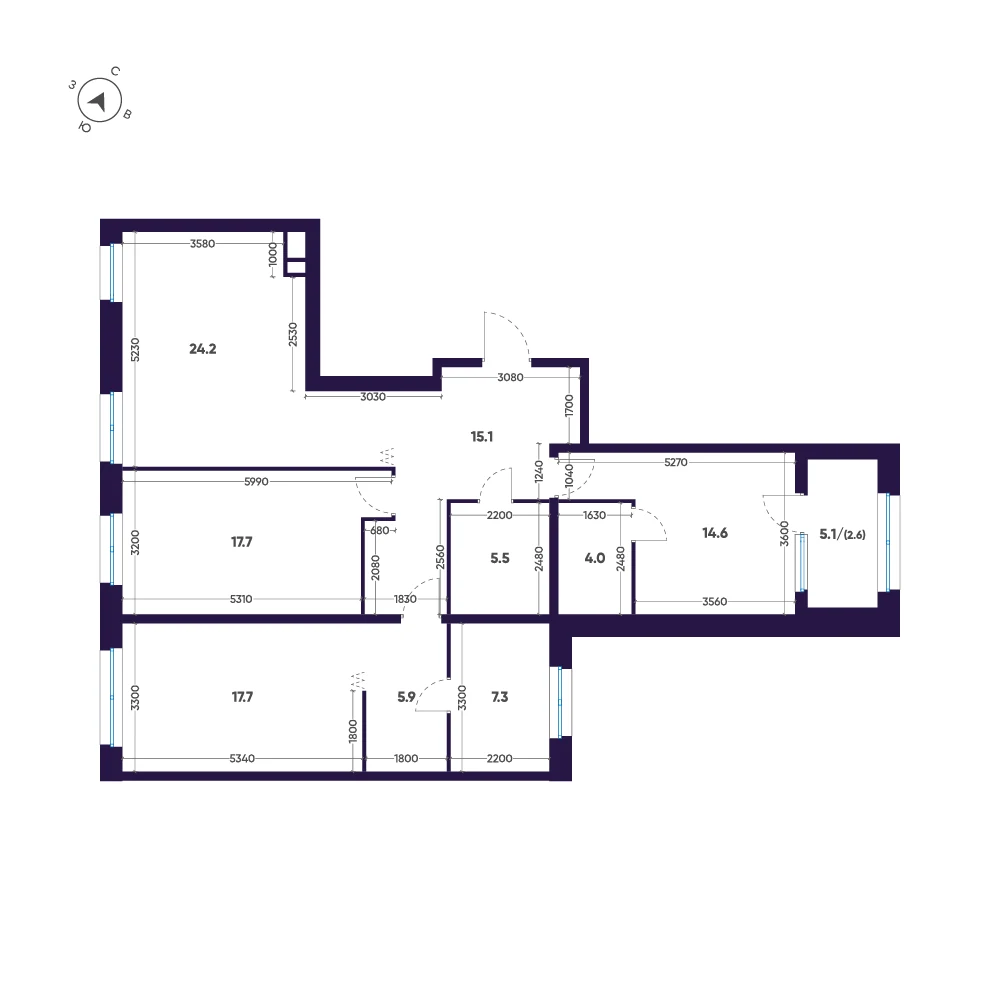 Планировка 3-комнатная 114,6 м² в ЖК «ЛДМ» · ЛДМ на Аптекарском острове