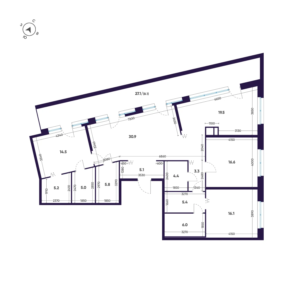 Планировка 4-комнатная 145,9 м² в ЖК «ЛДМ» · ЛДМ на Аптекарском острове