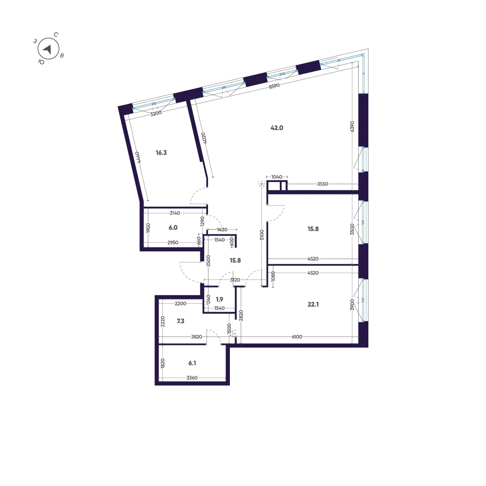 Планировка 3-комнатная 133,3 м² в ЖК «ЛДМ» · ЛДМ на Аптекарском острове