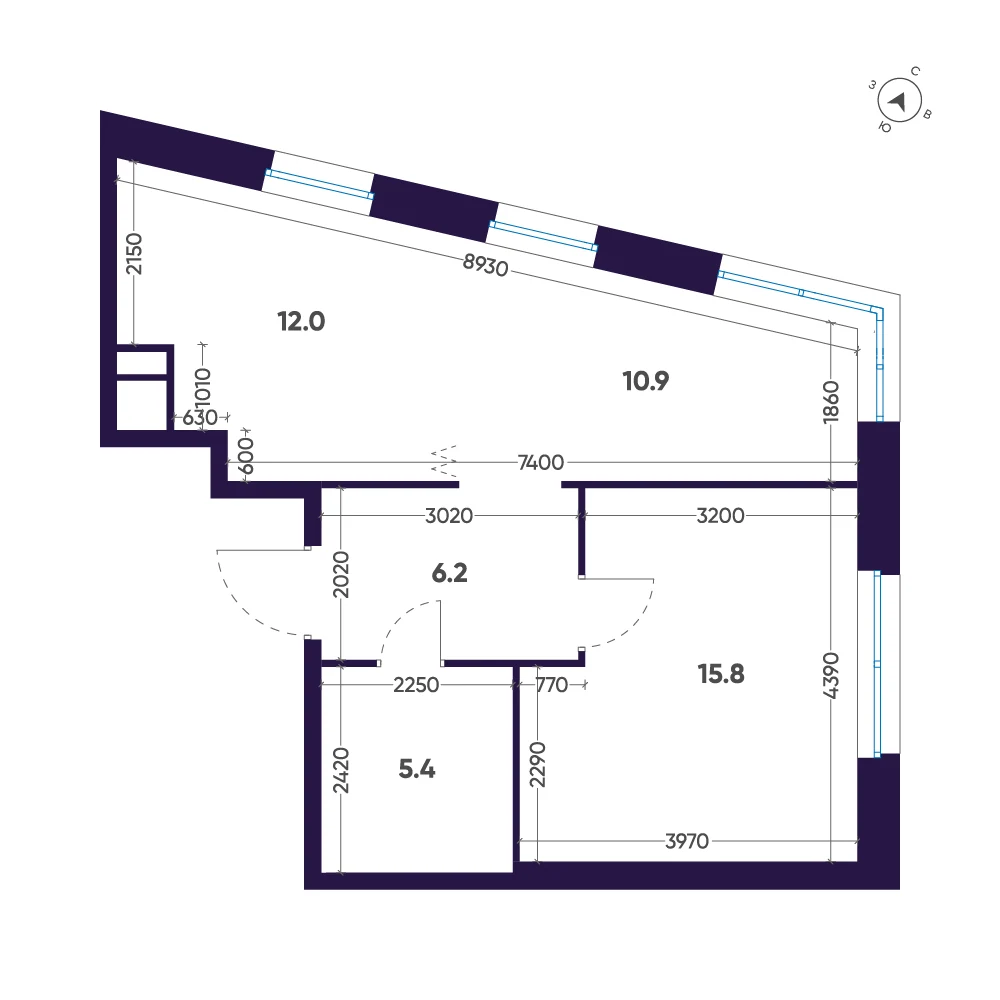 Планировка 2-комнатная 50,3 м² в ЖК «ЛДМ» · ЛДМ на Аптекарском острове