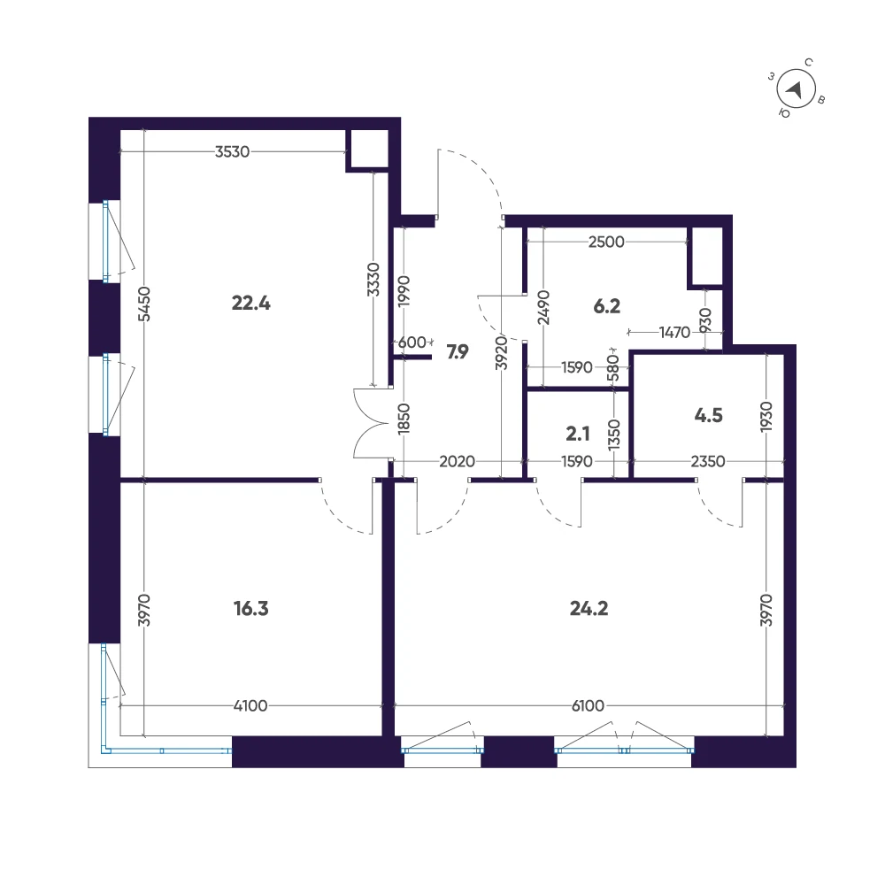 Планировка 2-комнатная 83,6 м² в ЖК «ЛДМ» · ЛДМ на Аптекарском острове