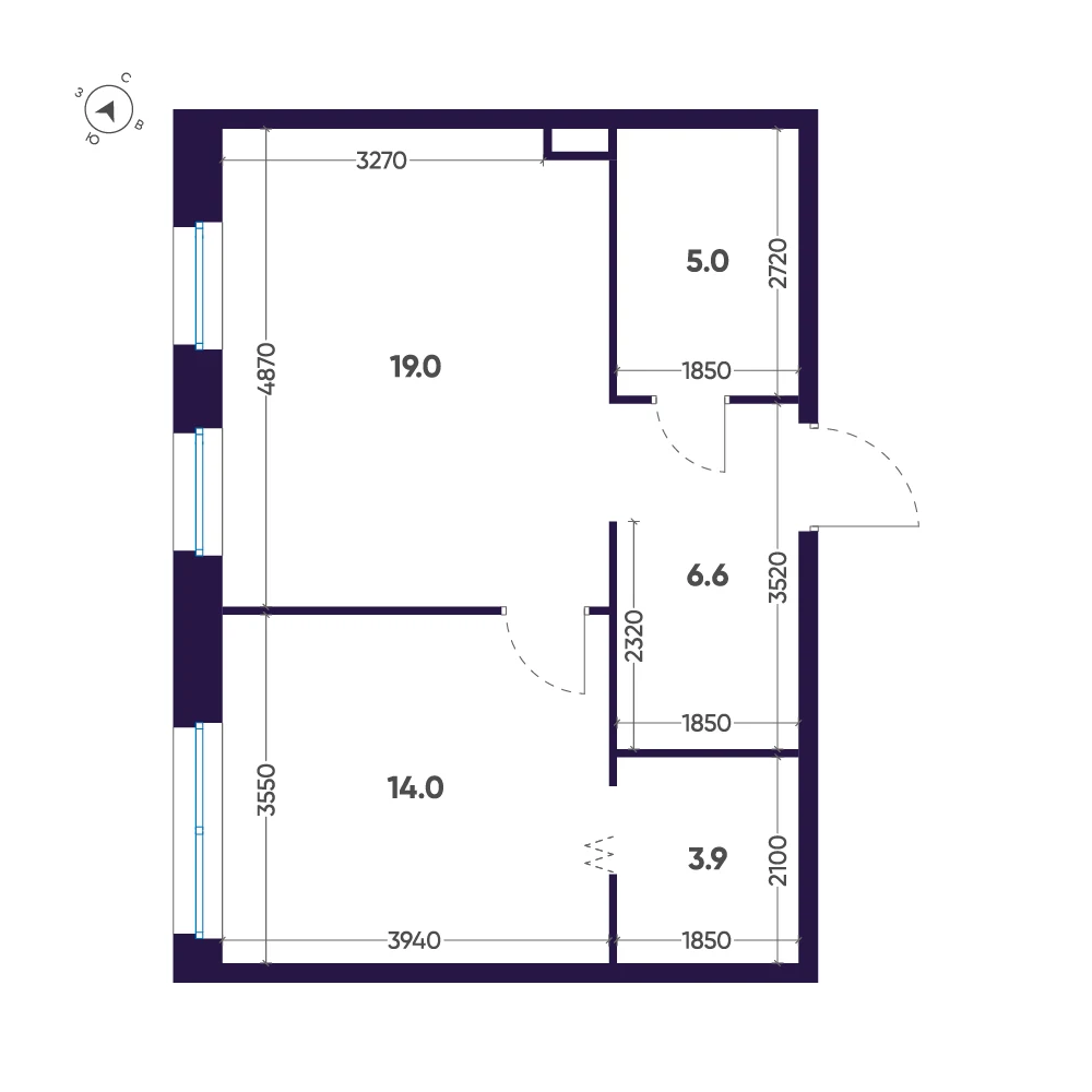 Планировка 1-комнатная 48,5 м² в ЖК «ЛДМ» · ЛДМ на Аптекарском острове