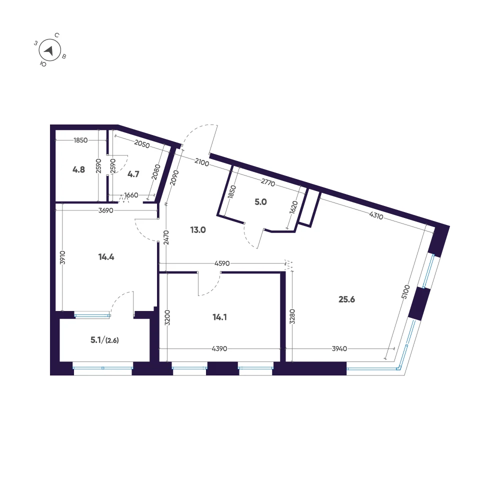 Планировка 2-комнатная 84,2 м² в ЖК «ЛДМ» · ЛДМ на Аптекарском острове