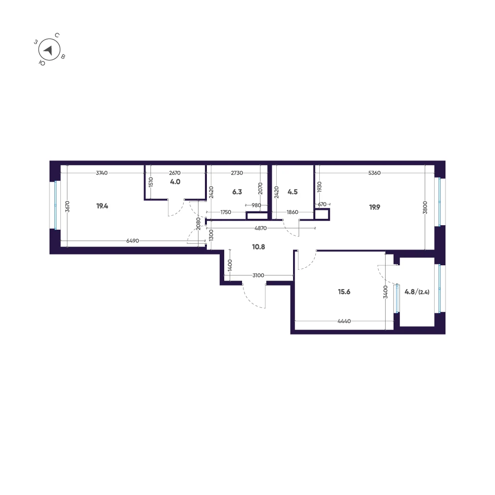 Планировка 2-комнатная 82,9 м² в ЖК «ЛДМ» · ЛДМ на Аптекарском острове