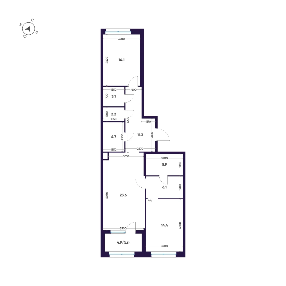 Планировка 2-комнатная 87,9 м² в ЖК «ЛДМ» · ЛДМ на Аптекарском острове