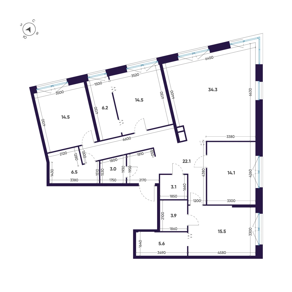 Планировка 4-комнатная 143,3 м² в ЖК «ЛДМ» · ЛДМ на Аптекарском острове