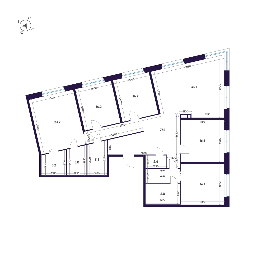 Планировка 5-комнатная 173,9 м² в ЖК «ЛДМ» · ЛДМ на Аптекарском острове