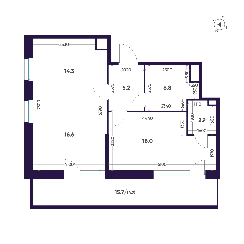 Планировка 2-комнатная 68,5 м² в ЖК «ЛДМ» · ЛДМ на Аптекарском острове