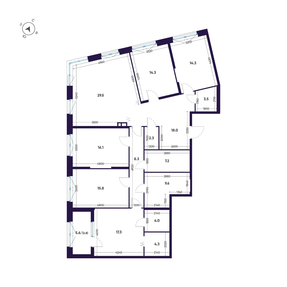 Планировка 5-комнатная 167,3 м² в ЖК «ЛДМ» · ЛДМ на Аптекарском острове