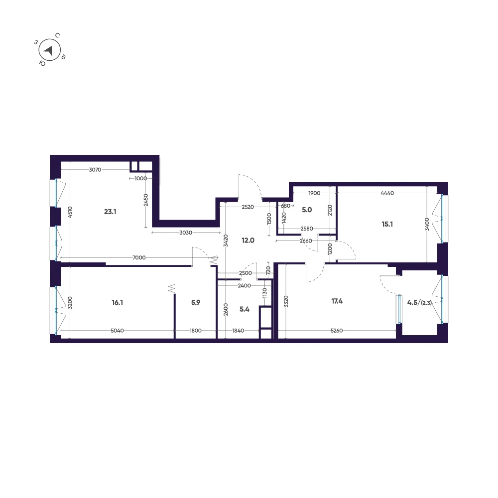 Планировка 3-комнатная 102,3 м² в ЖК «ЛДМ» · ЛДМ на Аптекарском острове