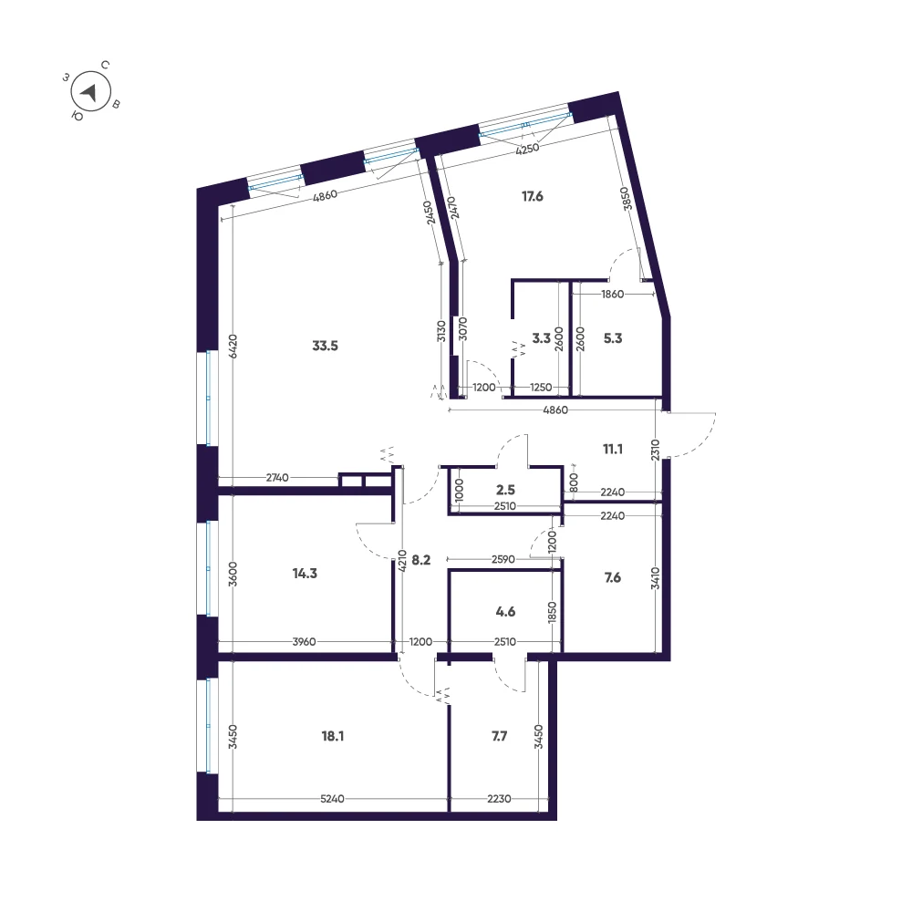 Планировка 3-комнатная 133,8 м² в ЖК «ЛДМ» · ЛДМ на Аптекарском острове