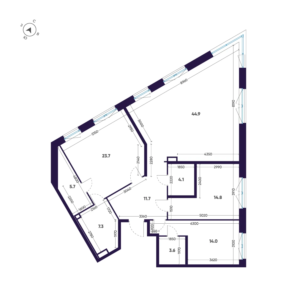 Планировка 3-комнатная 129,8 м² в ЖК «ЛДМ» · ЛДМ на Аптекарском острове