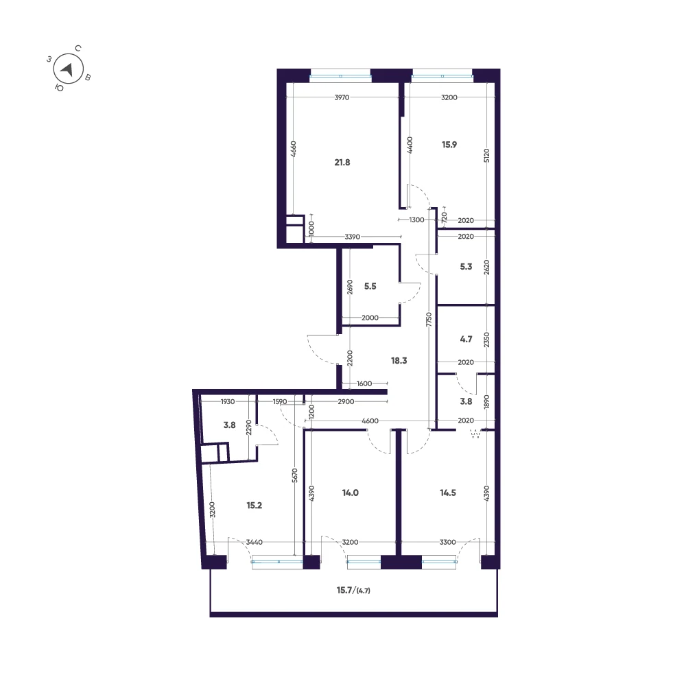 Планировка 4-комнатная 127,5 м² в ЖК «ЛДМ» · ЛДМ на Аптекарском острове