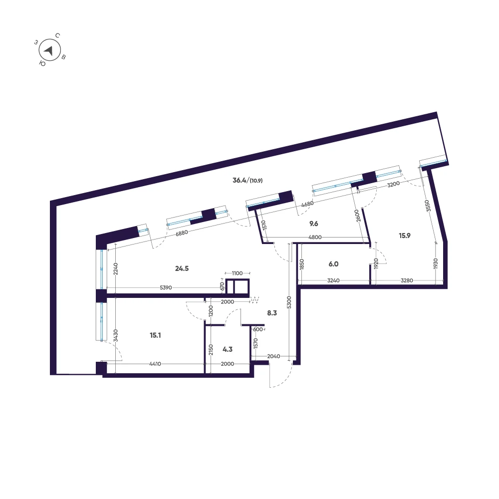 Планировка 2-комнатная 94,6 м² в ЖК «ЛДМ» · ЛДМ на Аптекарском острове