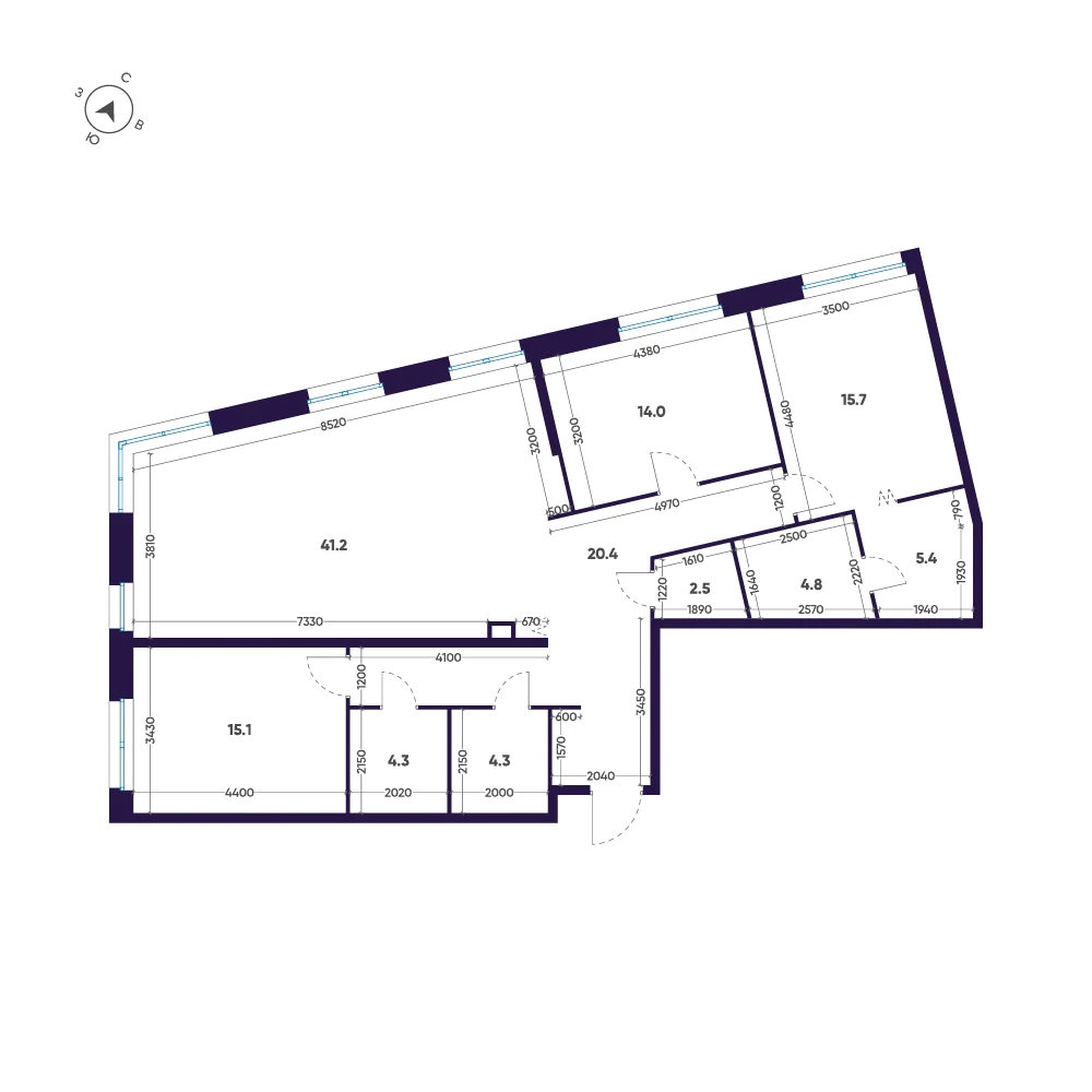Планировка 3-комнатная 127,7 м² в ЖК «ЛДМ» · ЛДМ на Аптекарском острове