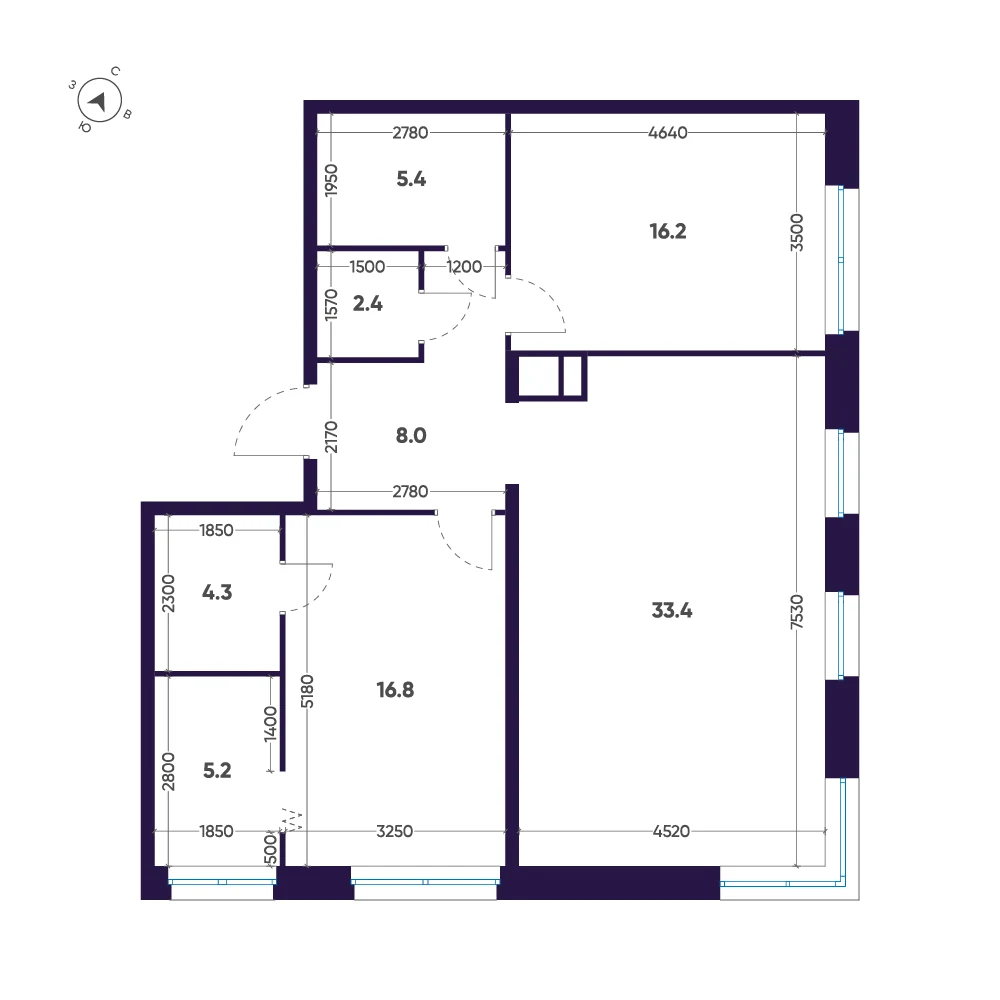 Планировка 2-комнатная 91,7 м² в ЖК «ЛДМ» · ЛДМ на Аптекарском острове