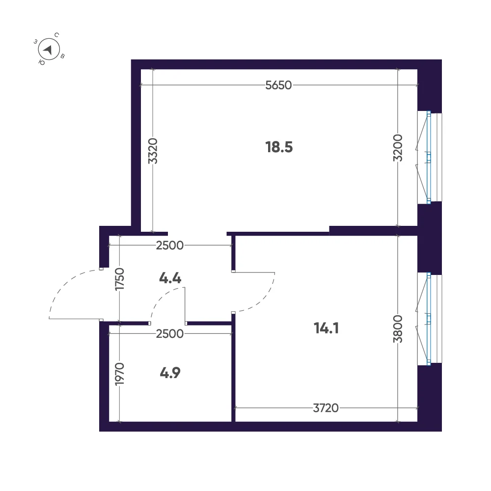 Планировка 1-комнатная 41,9 м² в ЖК «ЛДМ» · ЛДМ на Аптекарском острове