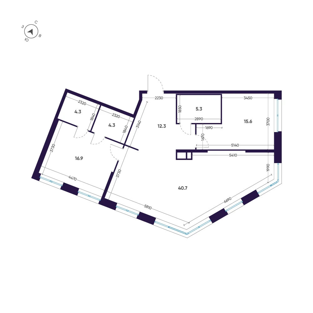 Планировка 2-комнатная 99,4 м² в ЖК «ЛДМ» · ЛДМ на Аптекарском острове