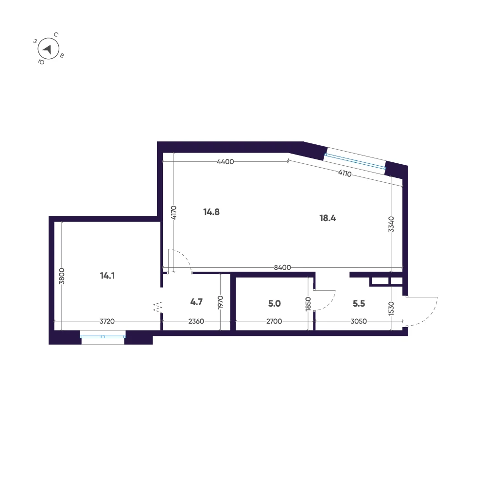 Планировка 1-комнатная 62,5 м² в ЖК «ЛДМ» · ЛДМ на Аптекарском острове