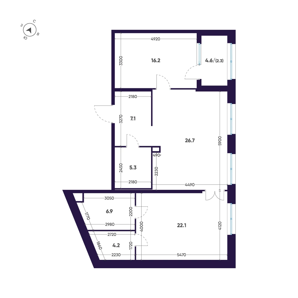 Планировка 2-комнатная 90,8 м² в ЖК «ЛДМ» · ЛДМ на Аптекарском острове