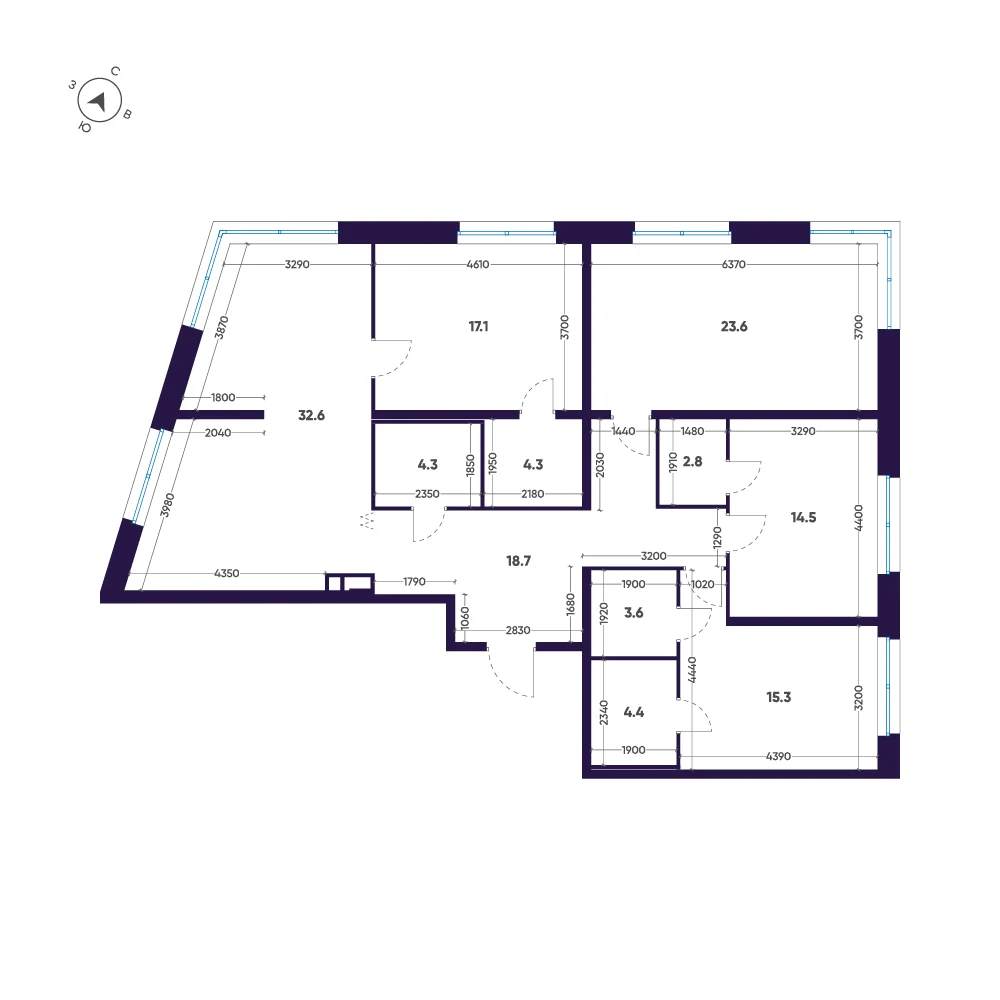 Планировка 4-комнатная 141,2 м² в ЖК «ЛДМ» · ЛДМ на Аптекарском острове