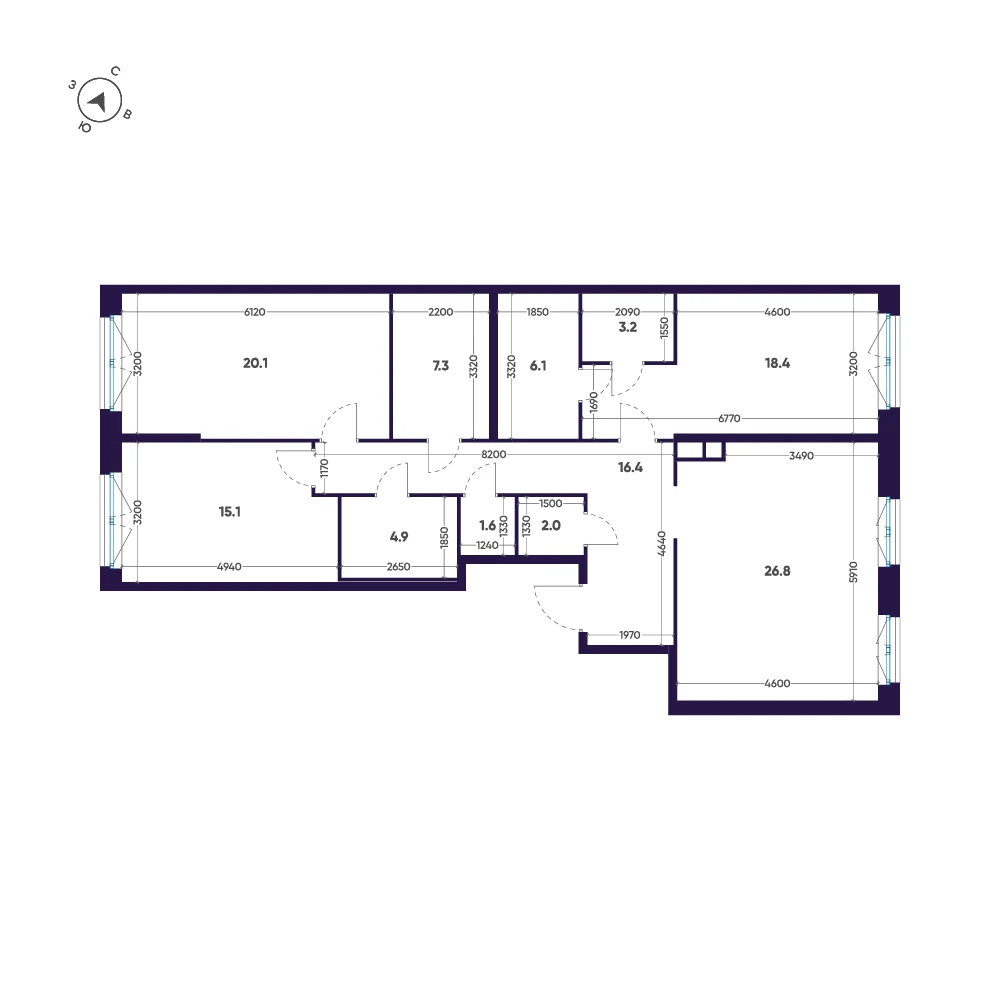 Планировка 3-комнатная 121,9 м² в ЖК «ЛДМ» · ЛДМ на Аптекарском острове
