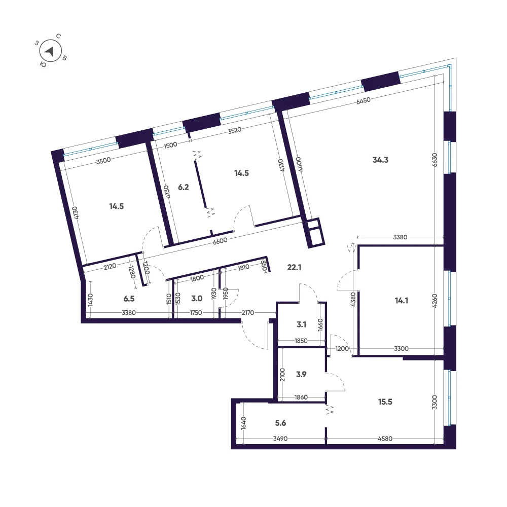 Планировка 4-комнатная 143,3 м² в ЖК «ЛДМ» · ЛДМ на Аптекарском острове