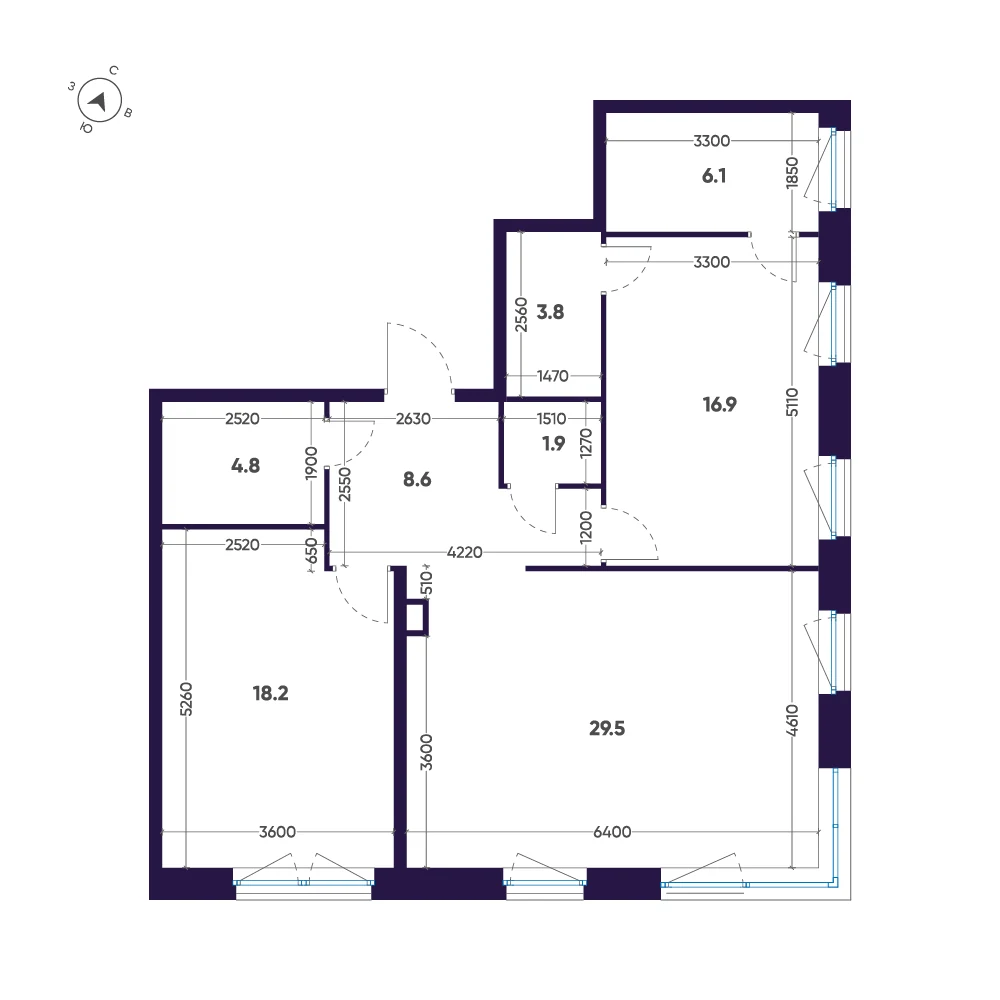 Планировка 2-комнатная 89,8 м² в ЖК «ЛДМ» · ЛДМ на Аптекарском острове