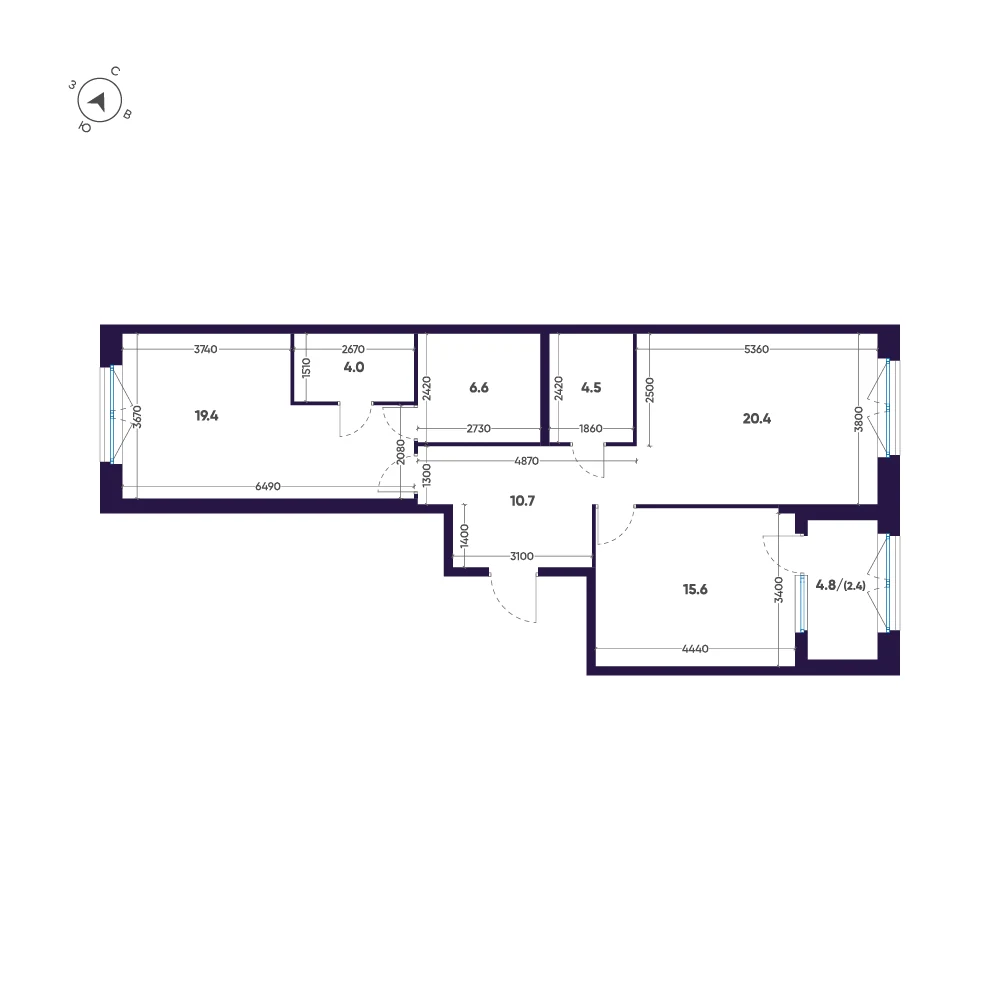 Планировка 2-комнатная 83,6 м² в ЖК «ЛДМ» · ЛДМ на Аптекарском острове