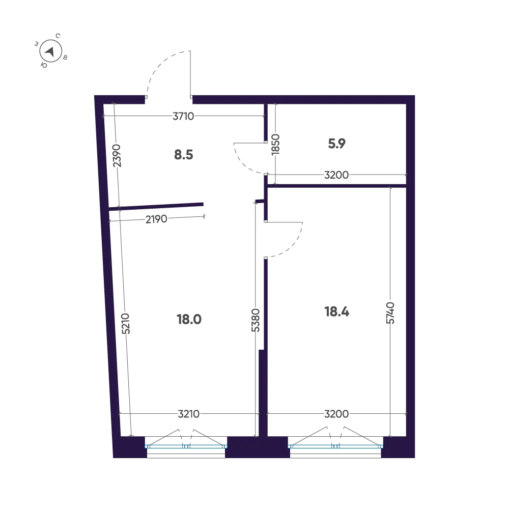 Планировка 1-комнатная 50,8 м² в ЖК «ЛДМ» · ЛДМ на Аптекарском острове