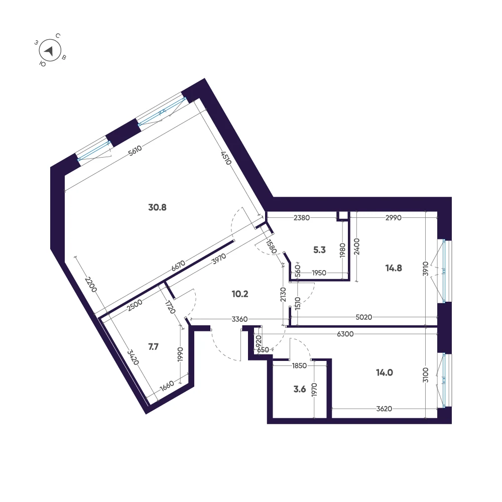 Планировка 2-комнатная 86,4 м² в ЖК «ЛДМ» · ЛДМ на Аптекарском острове