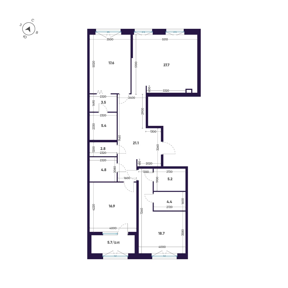 Планировка 3-комнатная 131 м² в ЖК «ЛДМ» · ЛДМ на Аптекарском острове