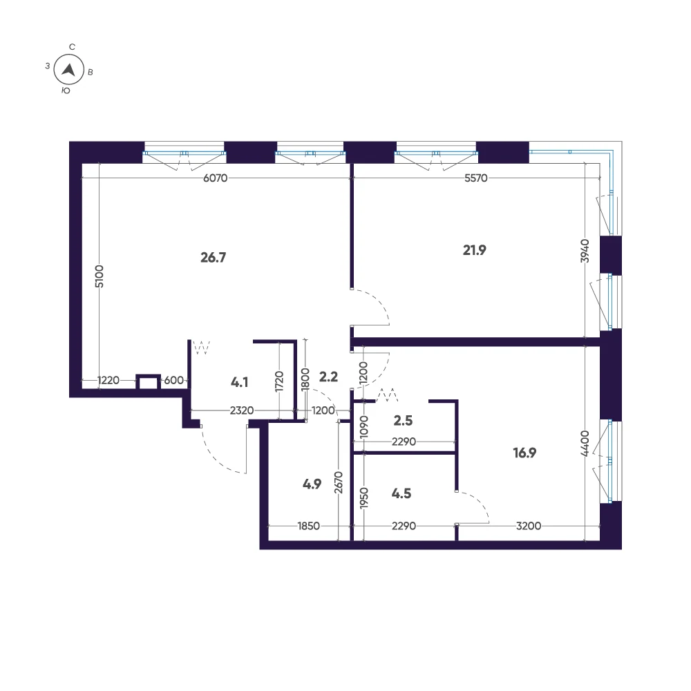 Планировка 2-комнатная 83,7 м² в ЖК «ЛДМ» · ЛДМ на Аптекарском острове