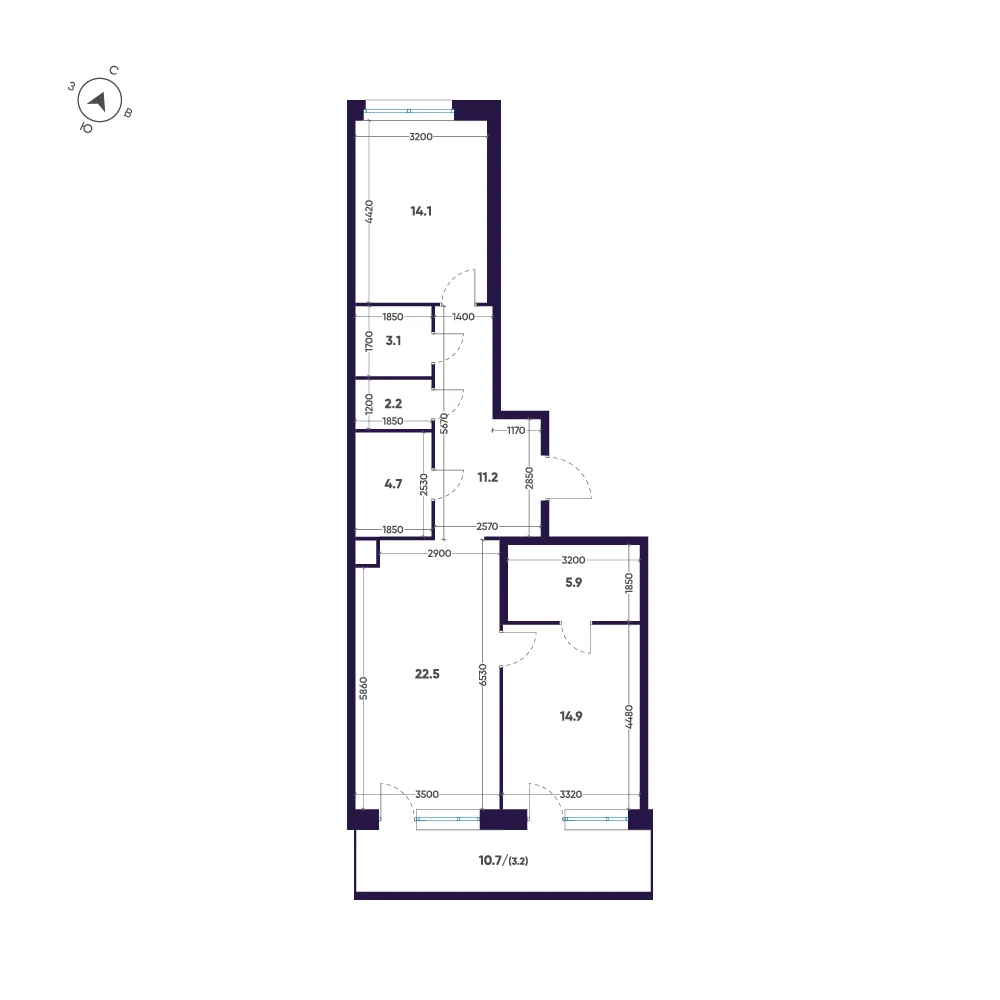 Планировка 2-комнатная 81,8 м² в ЖК «ЛДМ» · ЛДМ на Аптекарском острове