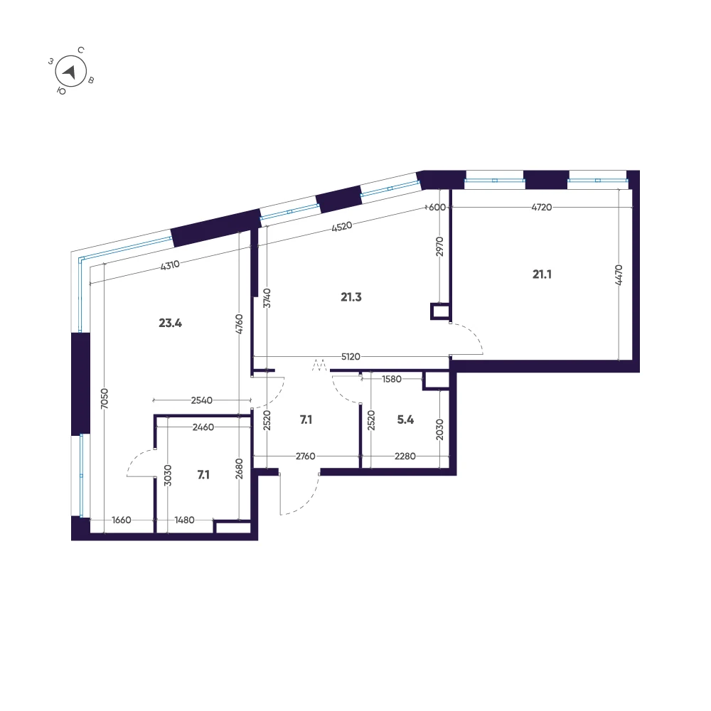 Планировка 2-комнатная 85,4 м² в ЖК «ЛДМ» · ЛДМ на Аптекарском острове